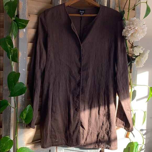 Eileen Fisher Partial Linen & Cotton Tunic - Picture 1 of 11